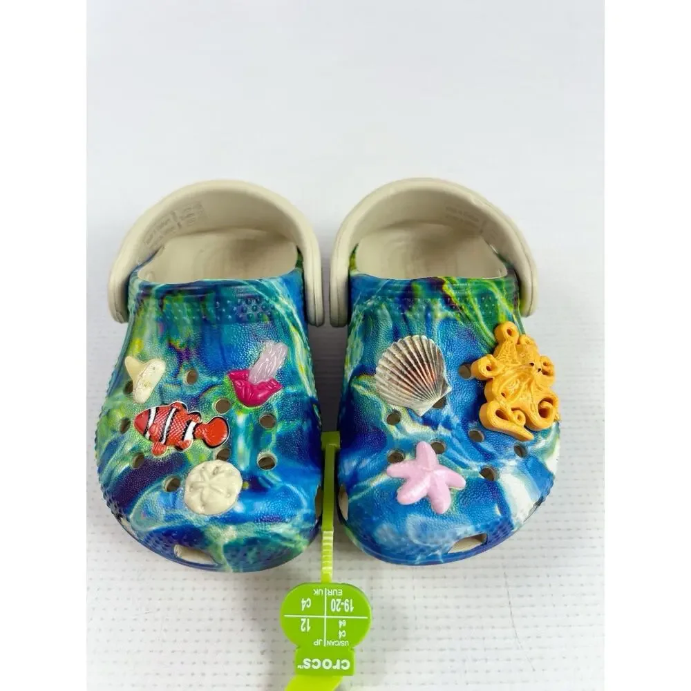 Kids Crocs Clog Ocean Fish Nemo Octopus Beach Shells Shoe Size C4 Toddler NEW 🐚